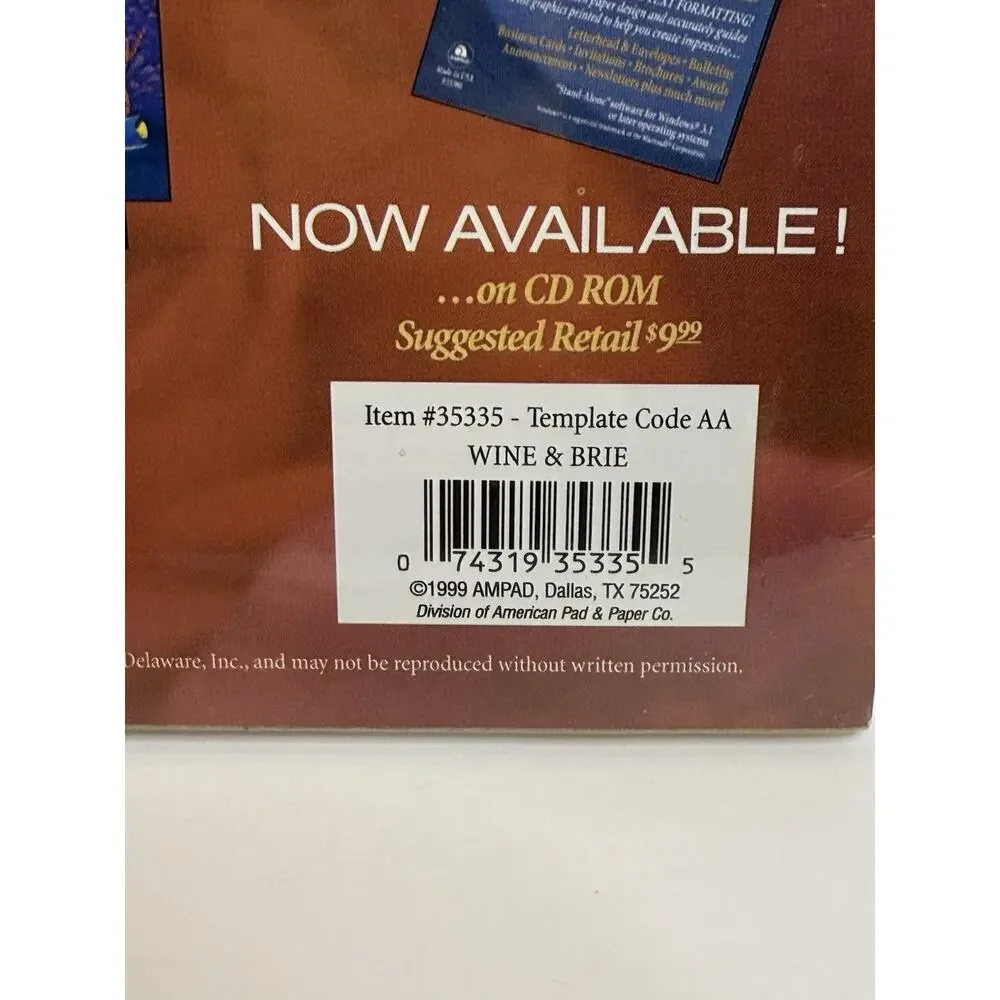 Vintage POP Papers Wine & Brie Specialty Paper Sealed 100 Sheets 1999